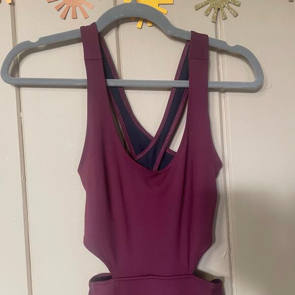 Free people movement back it up jumpsuit oxblood burgundy athletic Extra Small - Picture 2 of 5
